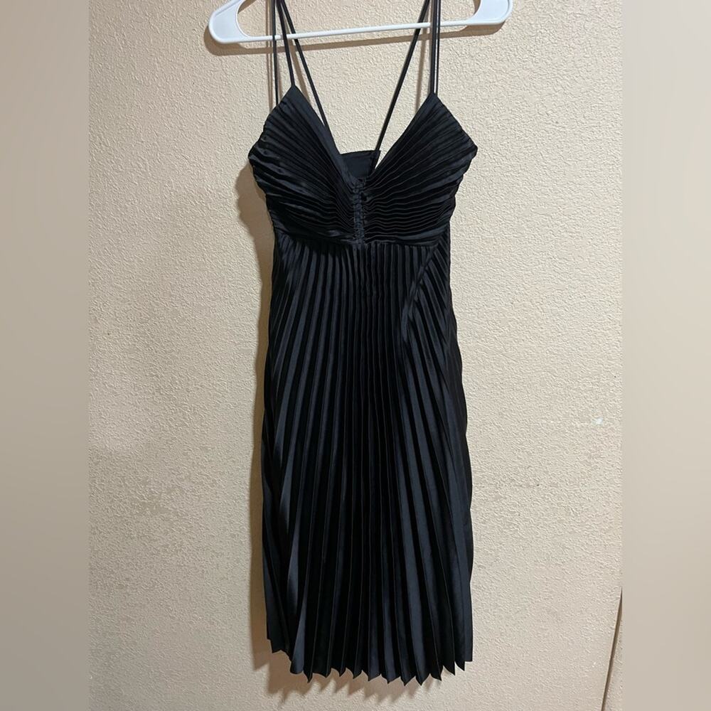 Banana Republic Solaire black pleated satin midi dress NEW 6 petite